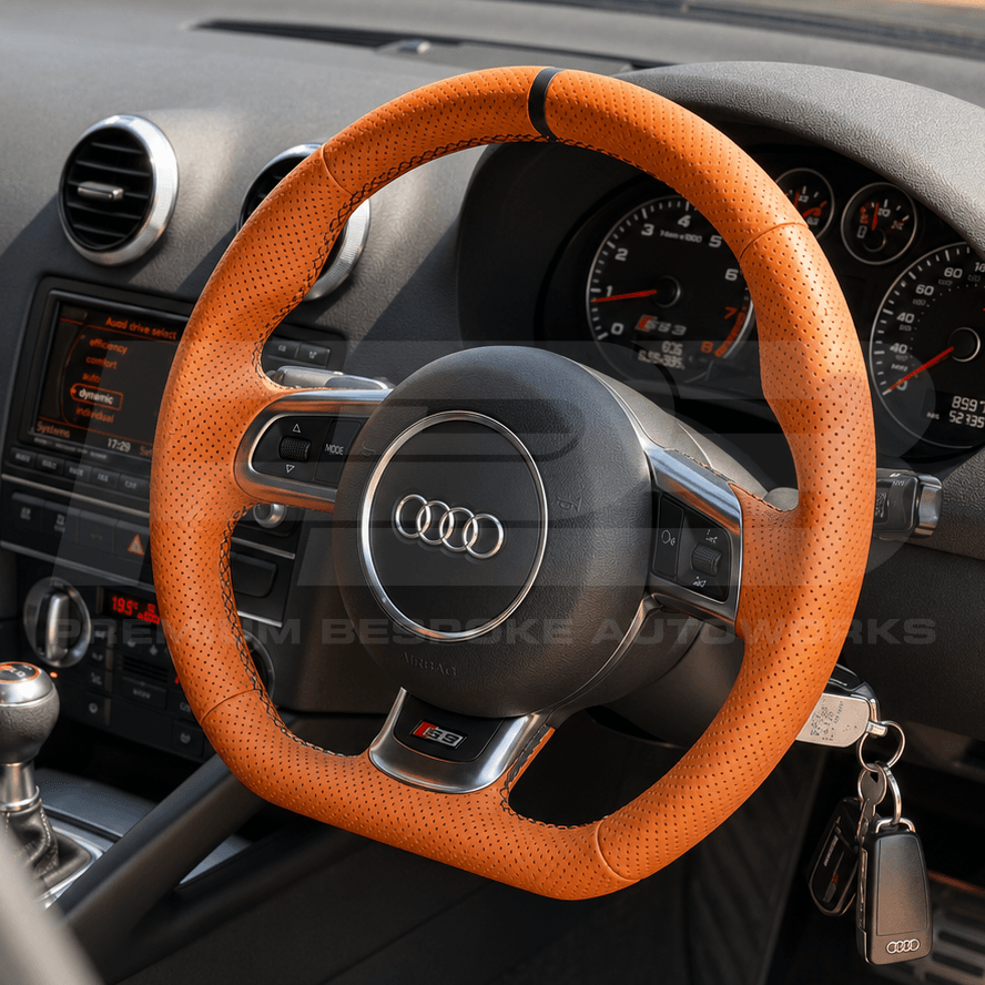 Audi 8p orange leather custom steering wheel