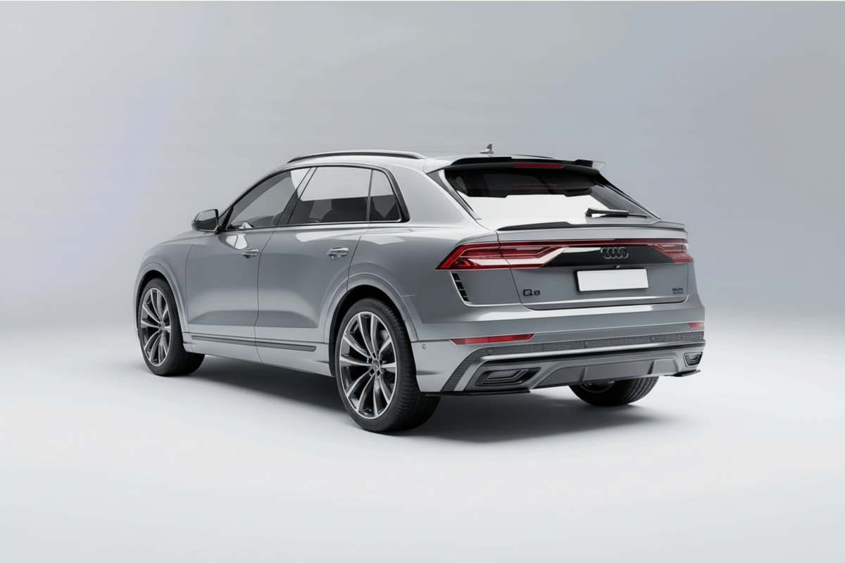 Audi Q8 S-line 2018 On Rear Bumper Corner Splitters In Gloss Black | Premium Bespoke AutoWorks
