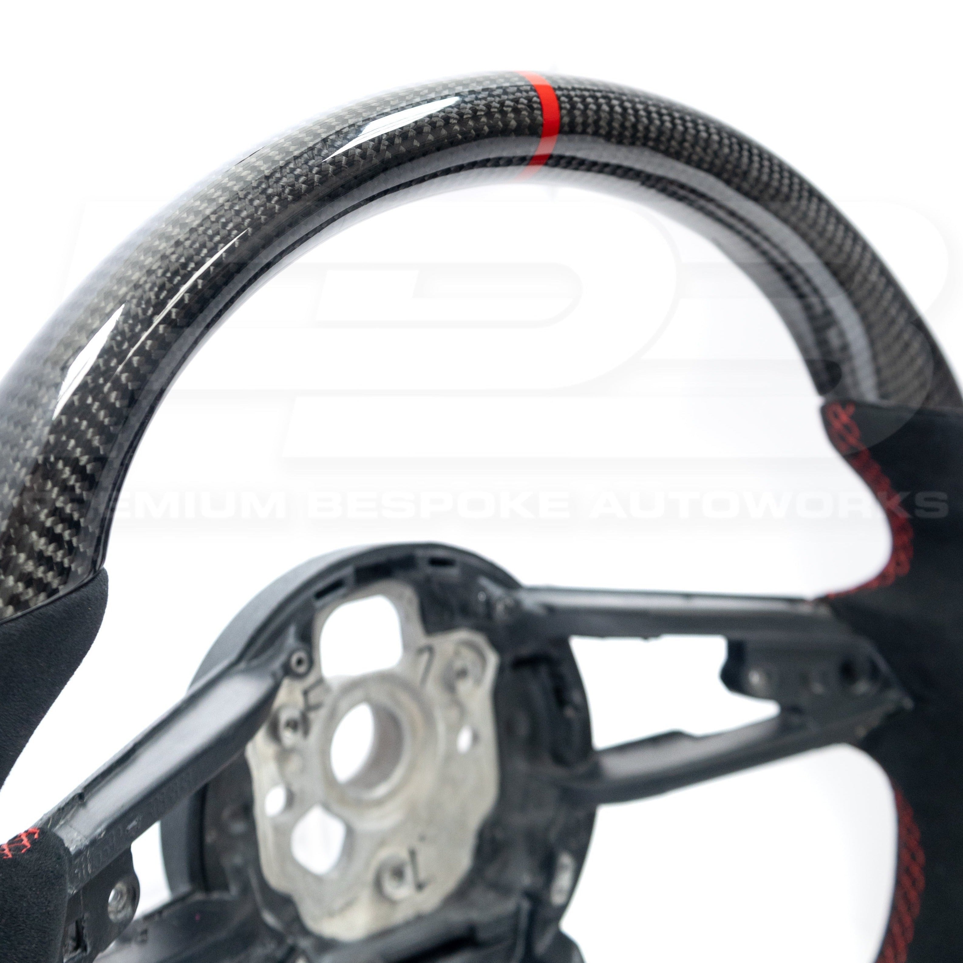 Audi R8 Carbon Fibre Top Steering Wheel close up image
