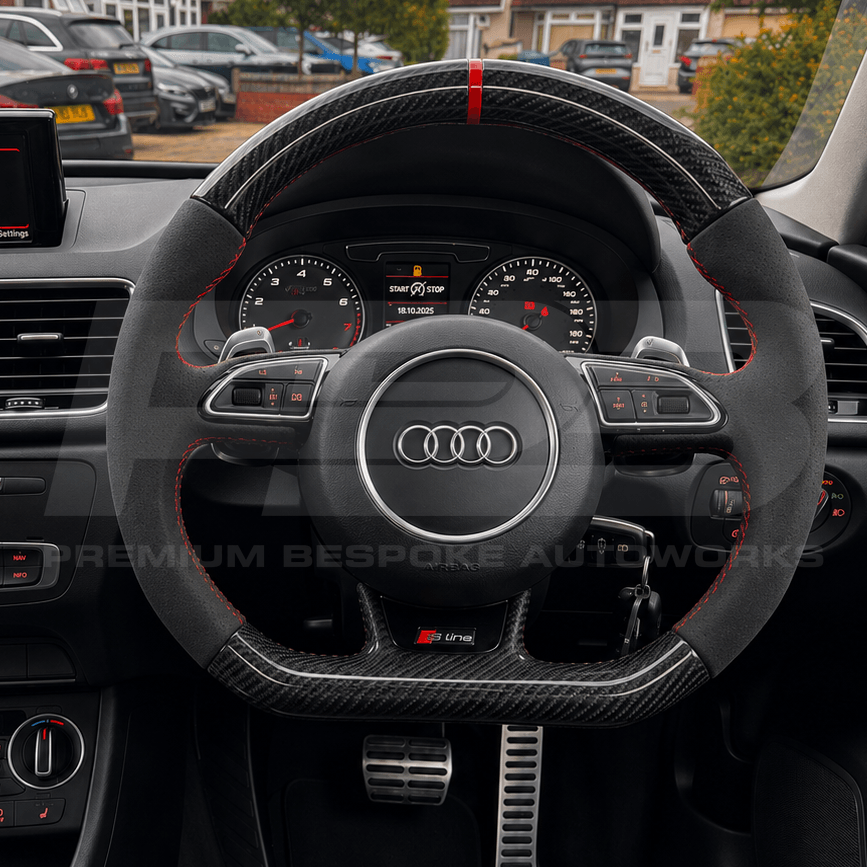 Audi custom steering wheel, hand-finished by Premium Bespoke AutoWorks