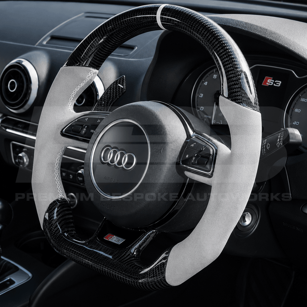 Audi custom steering wheel, hand-finished by Premium Bespoke AutoWorks
