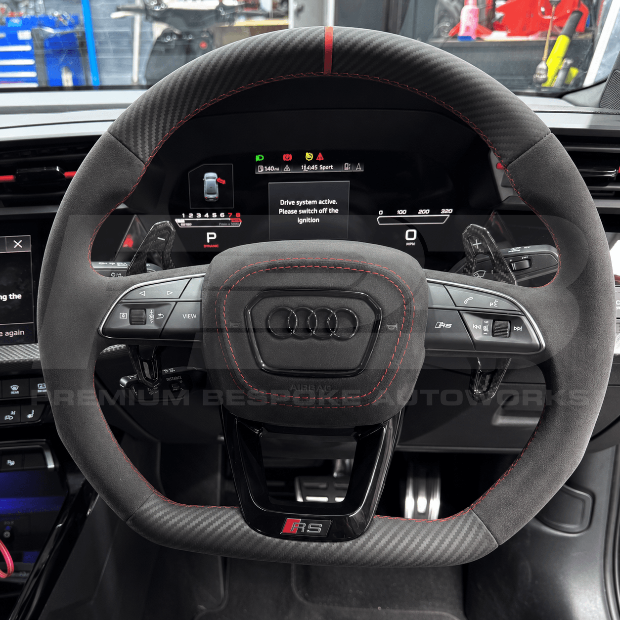 Audi custom steering wheel, hand-finished by Premium Bespoke AutoWorks