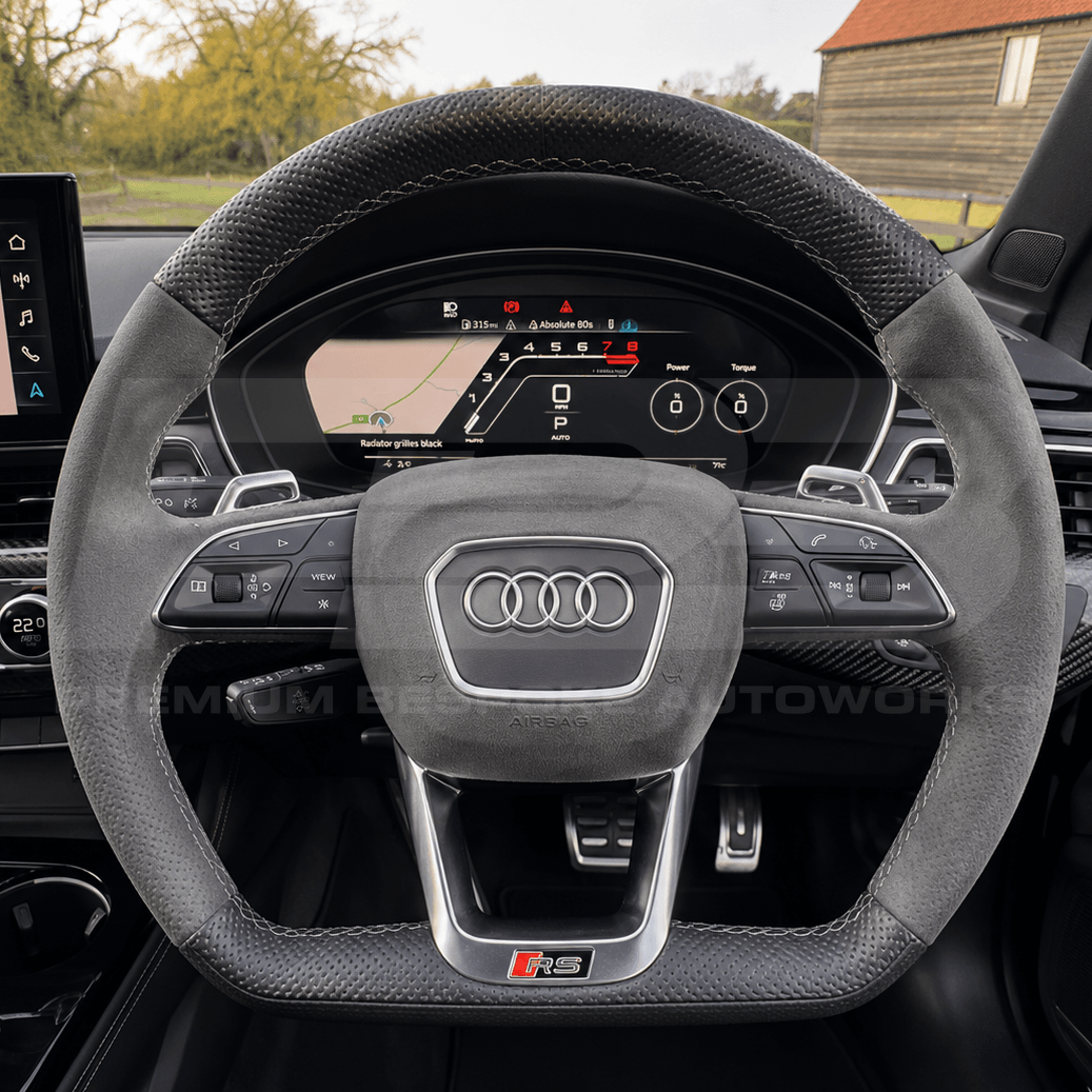 Audi custom steering wheel, hand-finished by Premium Bespoke AutoWorks