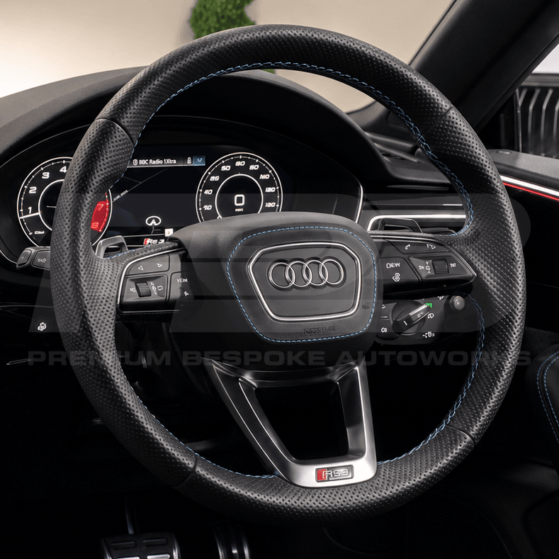audi rs5 8w6 custom steering wheel with blue stitching