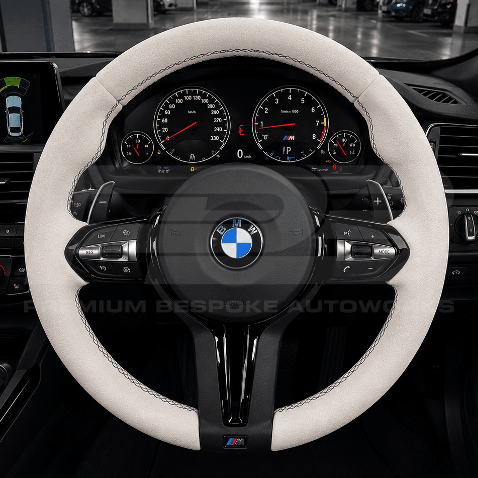 BMW custom steering wheel, hand-finished to order by Premium Bespoke AutoWorks