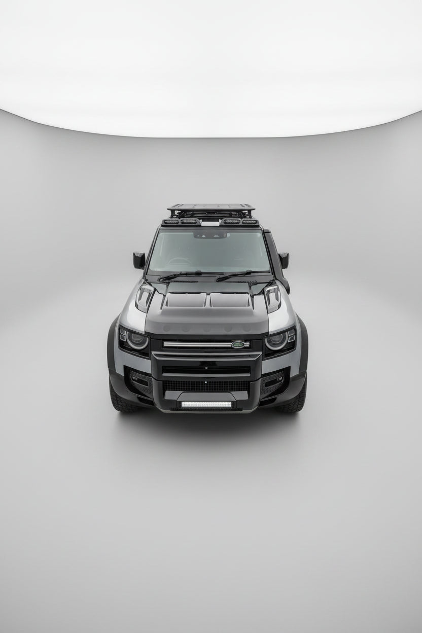 Land Rover Defender 90 110 130 L663 Aluminium Vented Bonnet fitted to vehicle