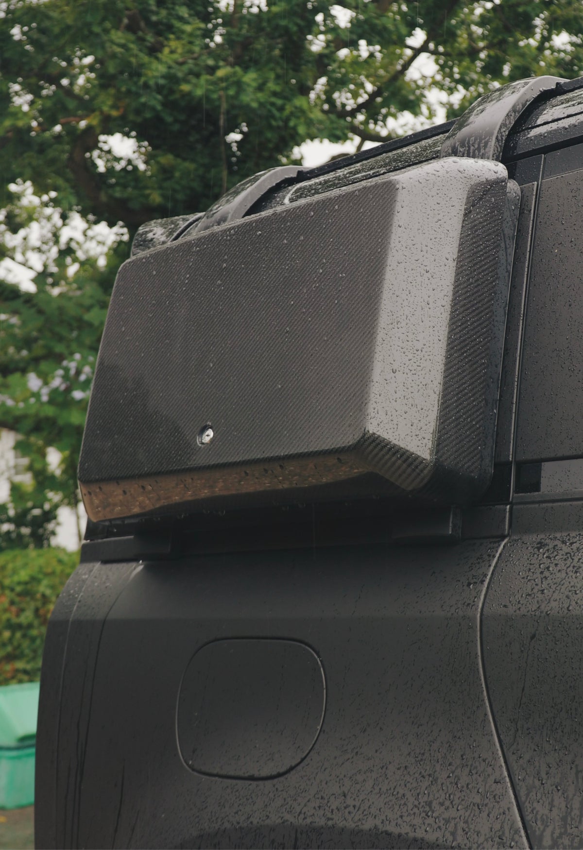 Land Rover Defender 90 110 130 L663 Carbon Fibre Side Storage Box fitted on vehicle