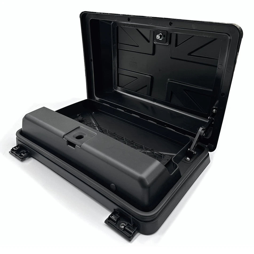 Land Rover Defender 90 110 130 L663 Union Jack Side Storage Box Gloss Black Open