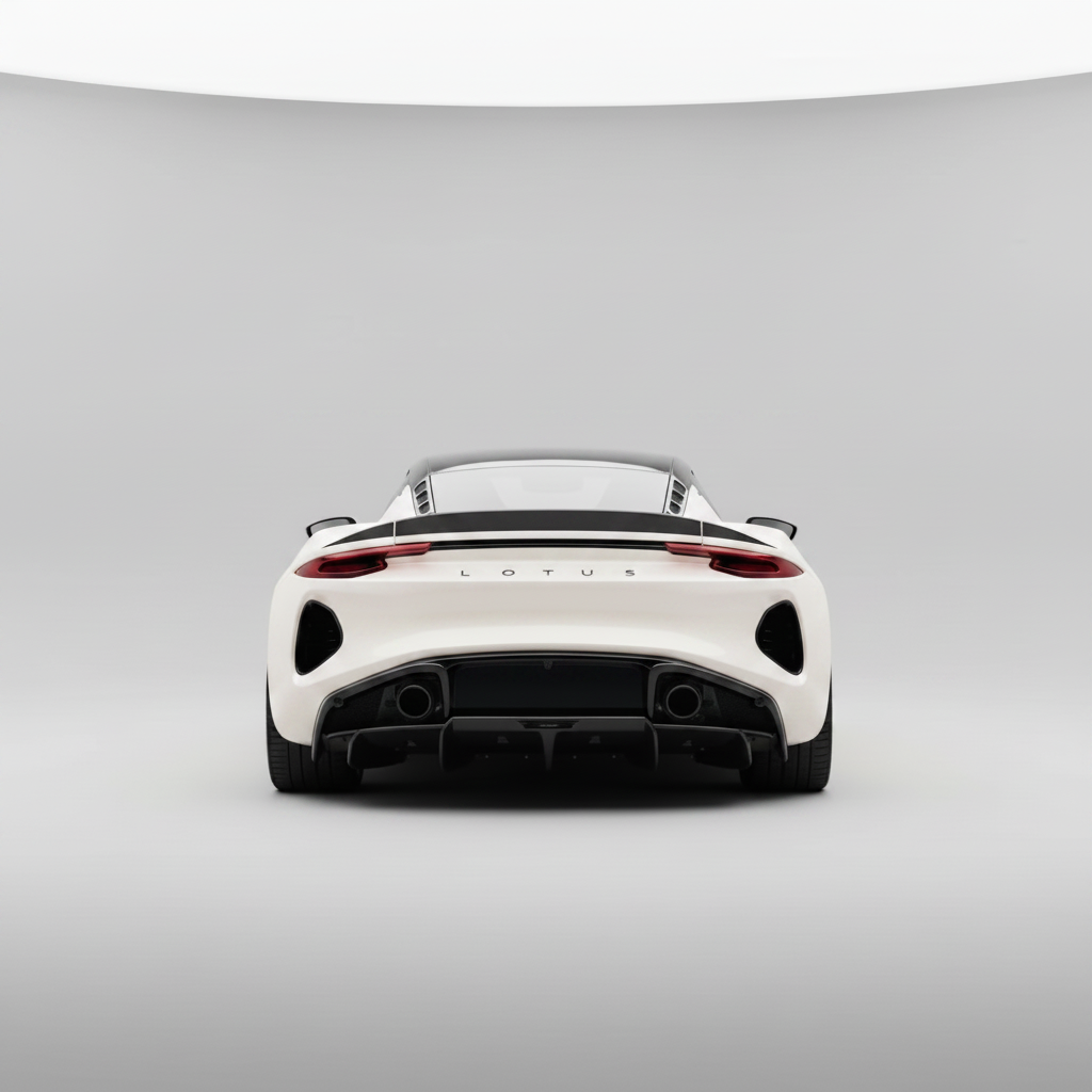 White Lotus car parked in a vehicle studio