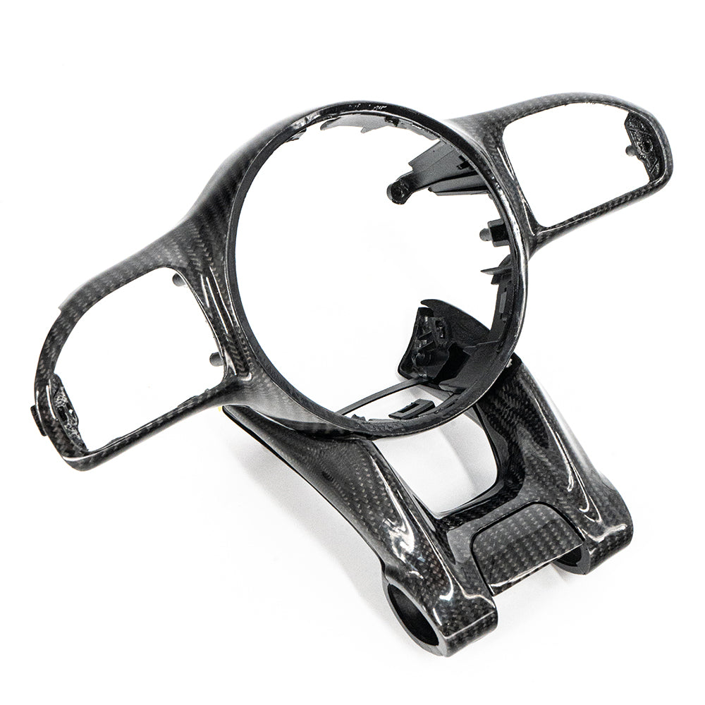 Mercedes AMG 2019+ Carbon Fibre Steering Wheel Trim Product Image on white background- Premium Bespoke AutoWorks