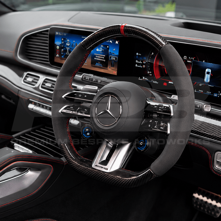 Mercedes GLS 63 X167 CUSTOM STEERING WHEEL wit black alcantara grips