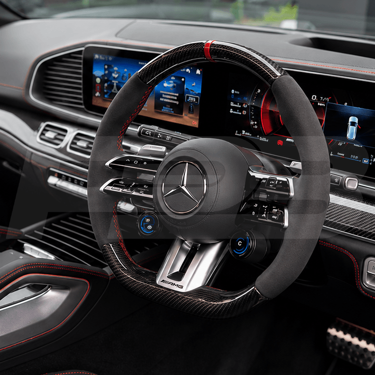 Mercedes GLS 63 X167 CUSTOM STEERING WHEEL wit black alcantara grips