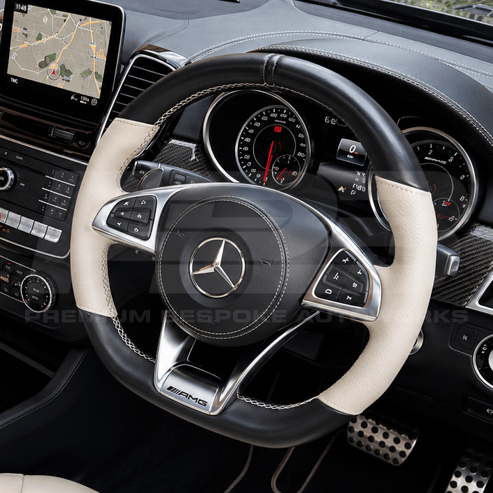 Mercedes GLS X166 Custom Steering Wheel with cream leather grips