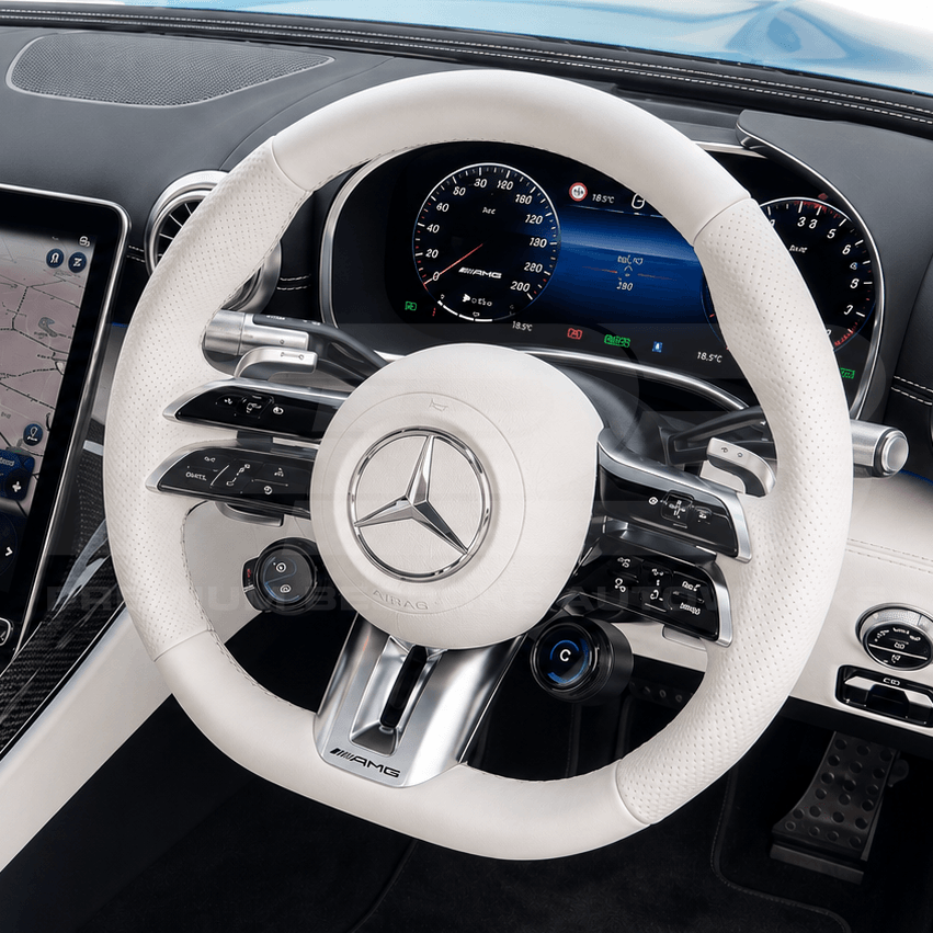 Mercedes amg gt c192 custom steering wheel in white leather