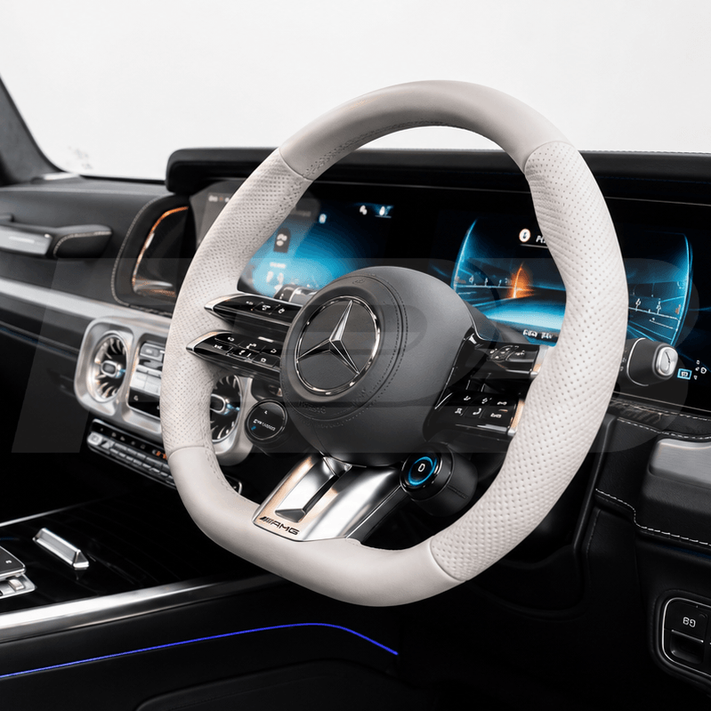 mercedes g63 amg w464 custom steering wheel in crema leather