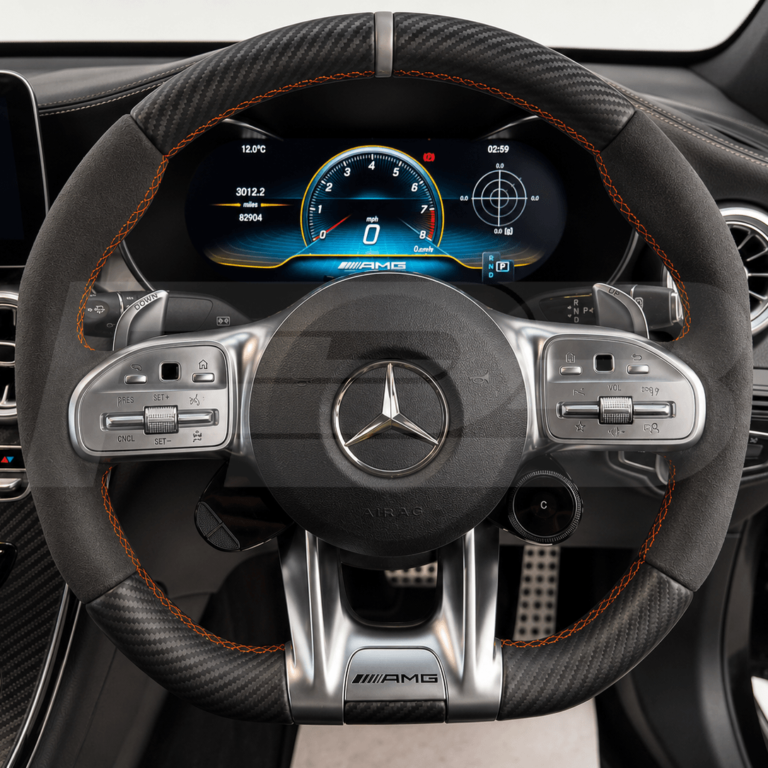 Mercedes glc 63 amg x253 custom steering wheel in matte carbon fibre