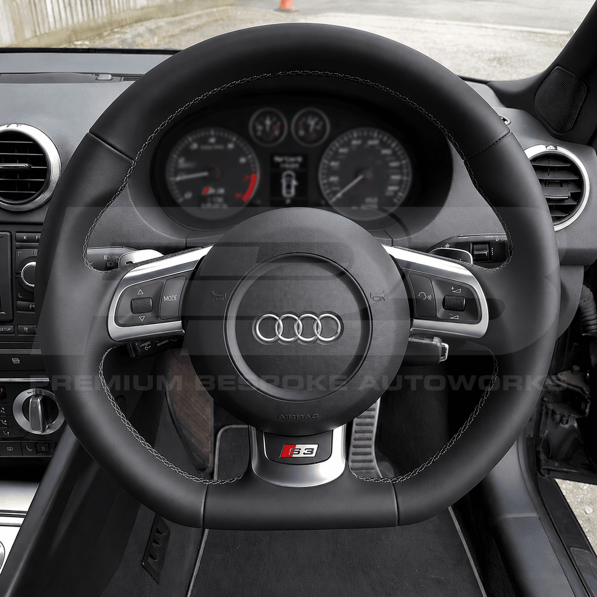 audi rs3 8p custom steering wheel in black smooth leather