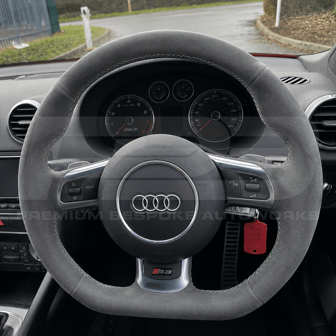 audi rs3 8p custom steering wheel in black alcantara