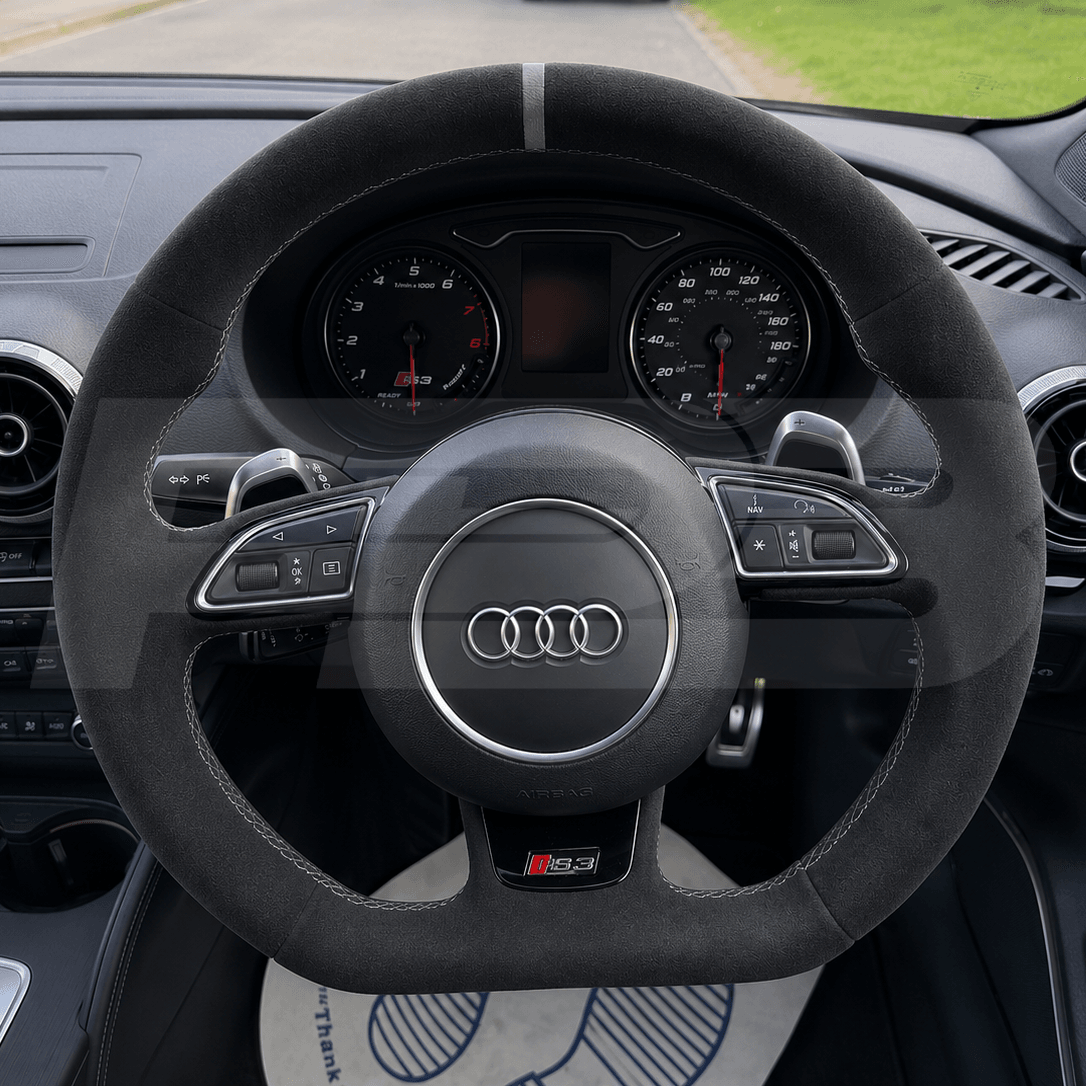 audi rs3 8v custom steering wheel in black alcantara
