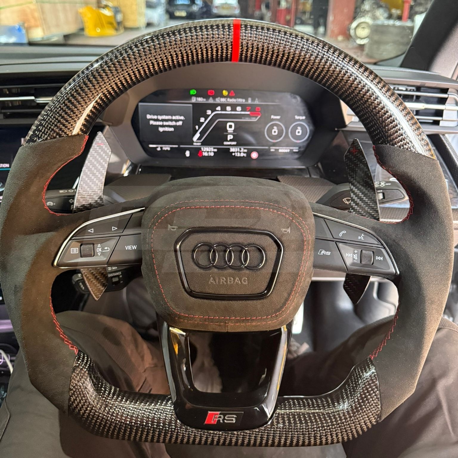 audi rs3 8y custom steering wheel in carbon fibre and black alcantara