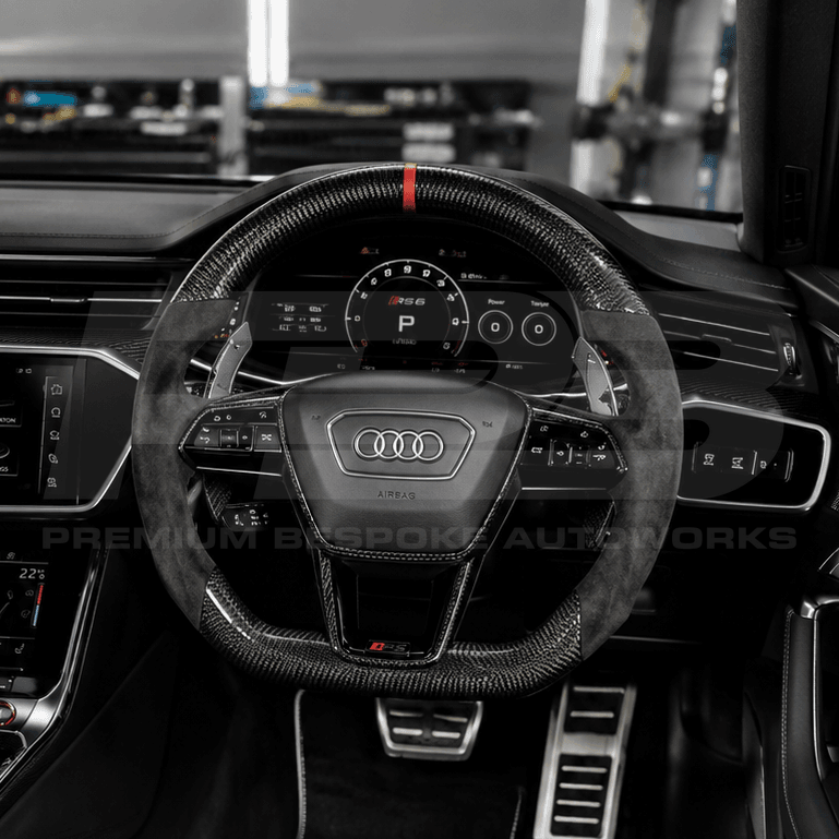 Audi custom steering wheel, hand-finished by Premium Bespoke AutoWorks