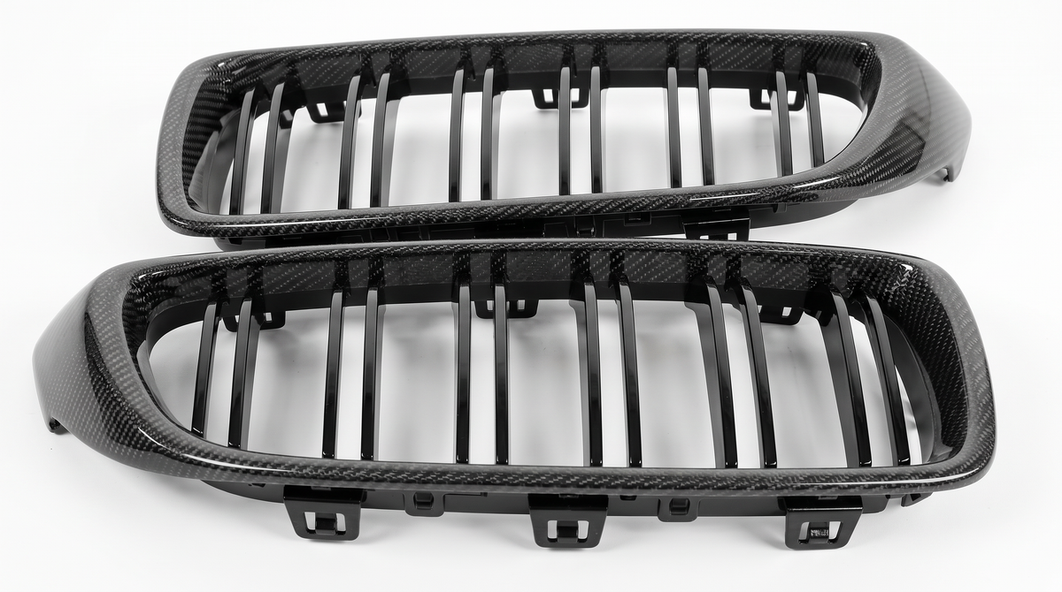 BMW 4 Series F32 F33, M3 F80 & M4 F82 F83 Carbon Fibre Double Slat Kidney Grilles (2014-2020) - Premium Bespoke AutoWorks