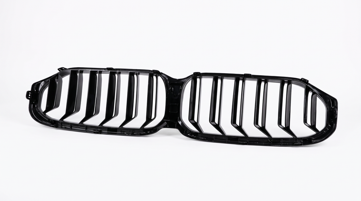 BMW 5 Series G30 G31 LCI Gloss Black Kidney Grilles (2020-2023) angled view - Premium Bespoke AutoWorks