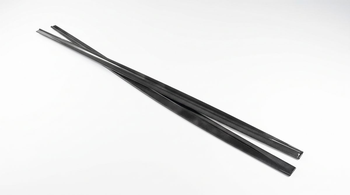 BMW 5 Series G30 & M5 F90 Carbon Fibre Side Skirts angle view (2017-2023) - Premium Bespoke AutoWorks