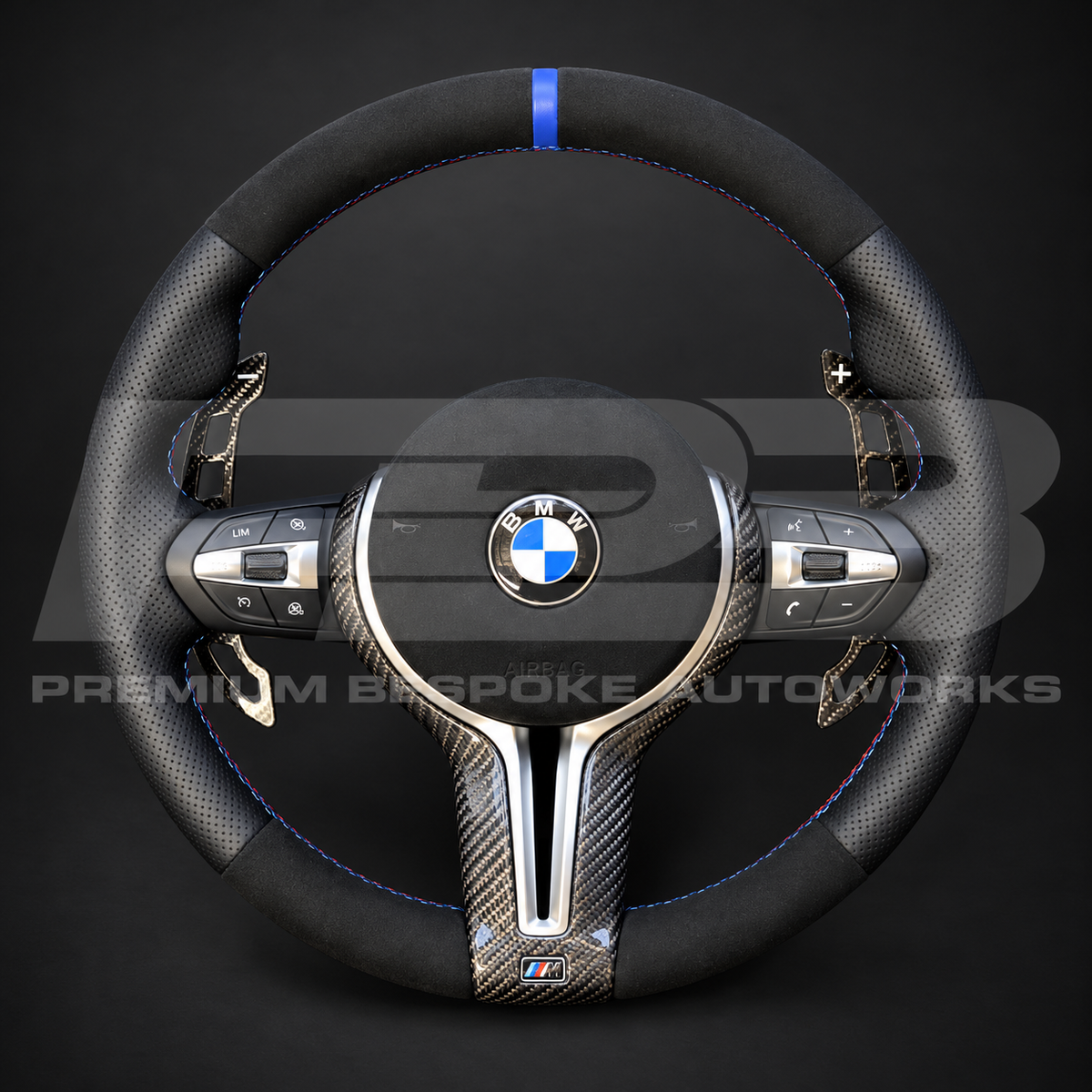 BMW M3 F80 Steering Wheel, Alcantara with M Tricolour Stitching, Carbon Trim and Magnetic Paddles, As Built