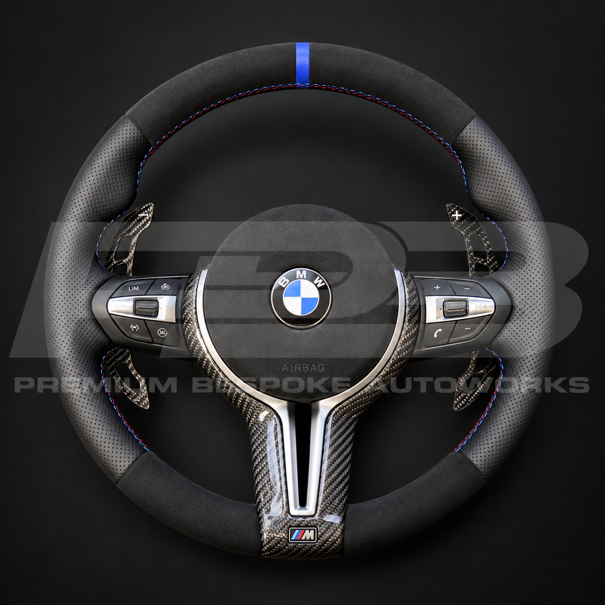 BMW M3 F80 Steering Wheel, Alcantara with M Tricolour Stitching, Carbon Trim and Magnetic Paddles, As Built