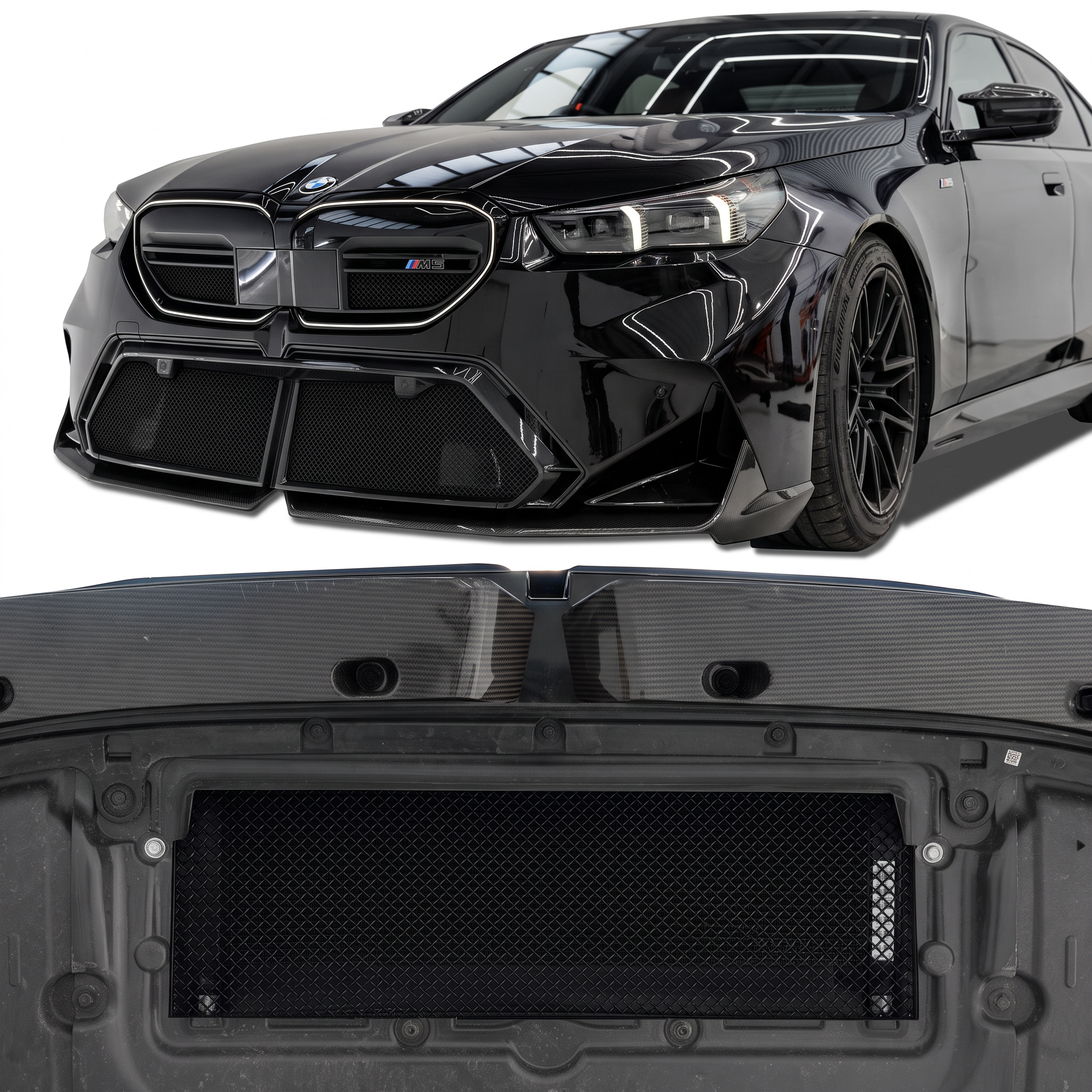 BMW M5 G90/G99 radiator & oil cooler mesh protector kit fitted