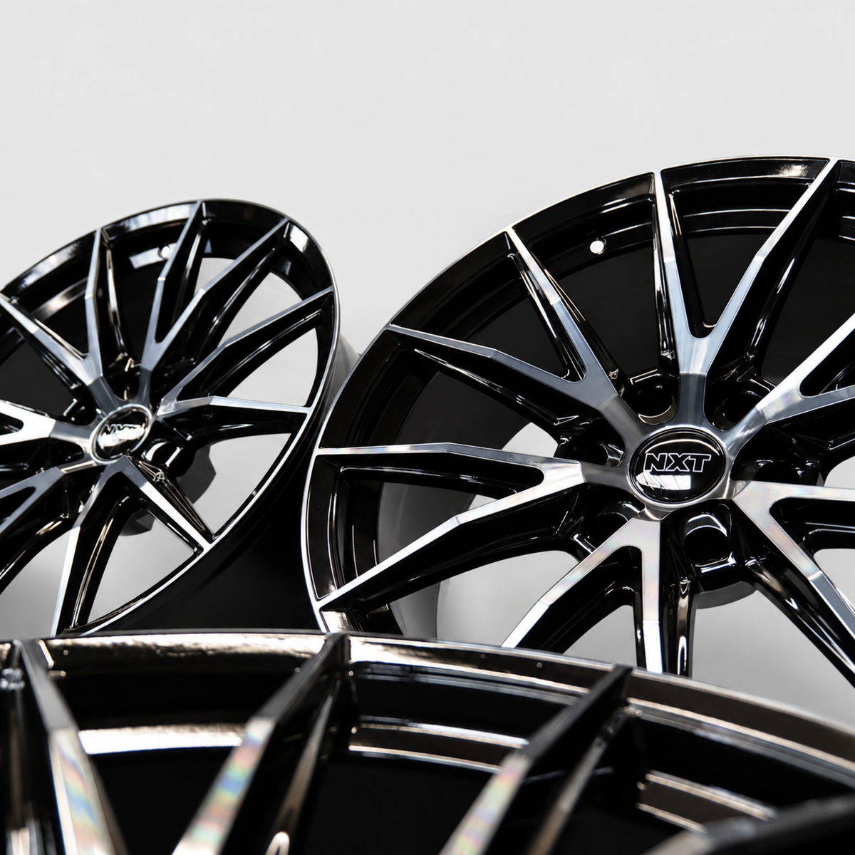 Ford Ranger 20 inch CNC black alloy wheels grouped front view - Premium Bespoke AutoWorks