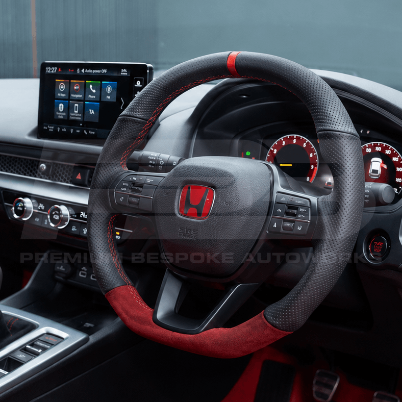 Honda Civic Type R FL5 custom steering wheel in leather, built to order by Premium Bespoke AutoWorks