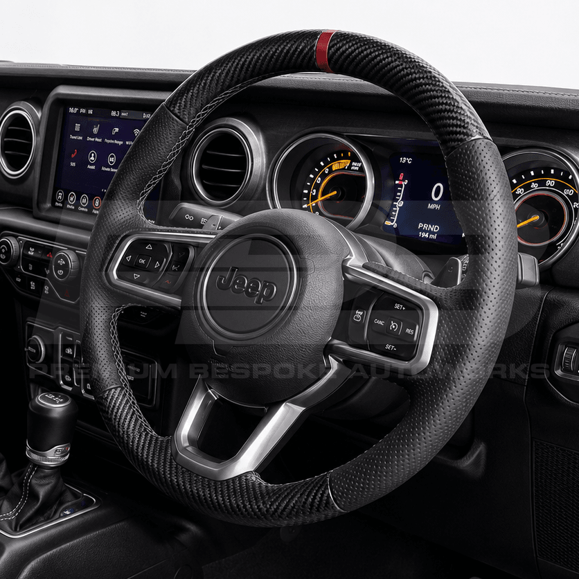 Jeep custom steering wheel, hand-finished to order by Premium Bespoke AutoWorks