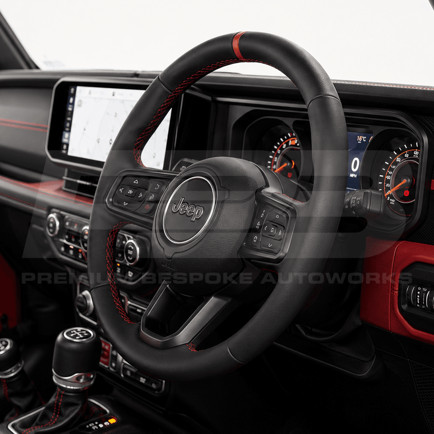 Jeep custom steering wheel, hand-finished to order by Premium Bespoke AutoWorks