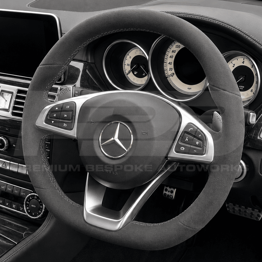 mercedes cls c218 facelift custom steering wheel in black alcantara