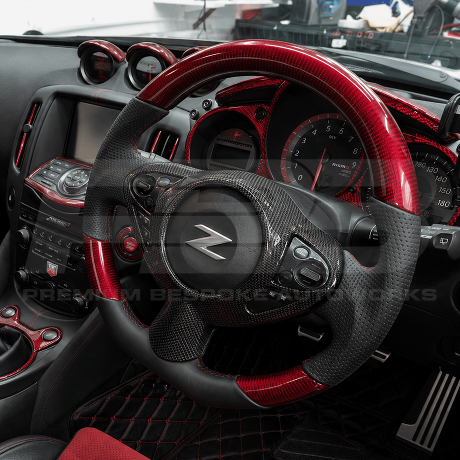Nissan custom steering wheel, hand-finished to order by Premium Bespoke AutoWorks