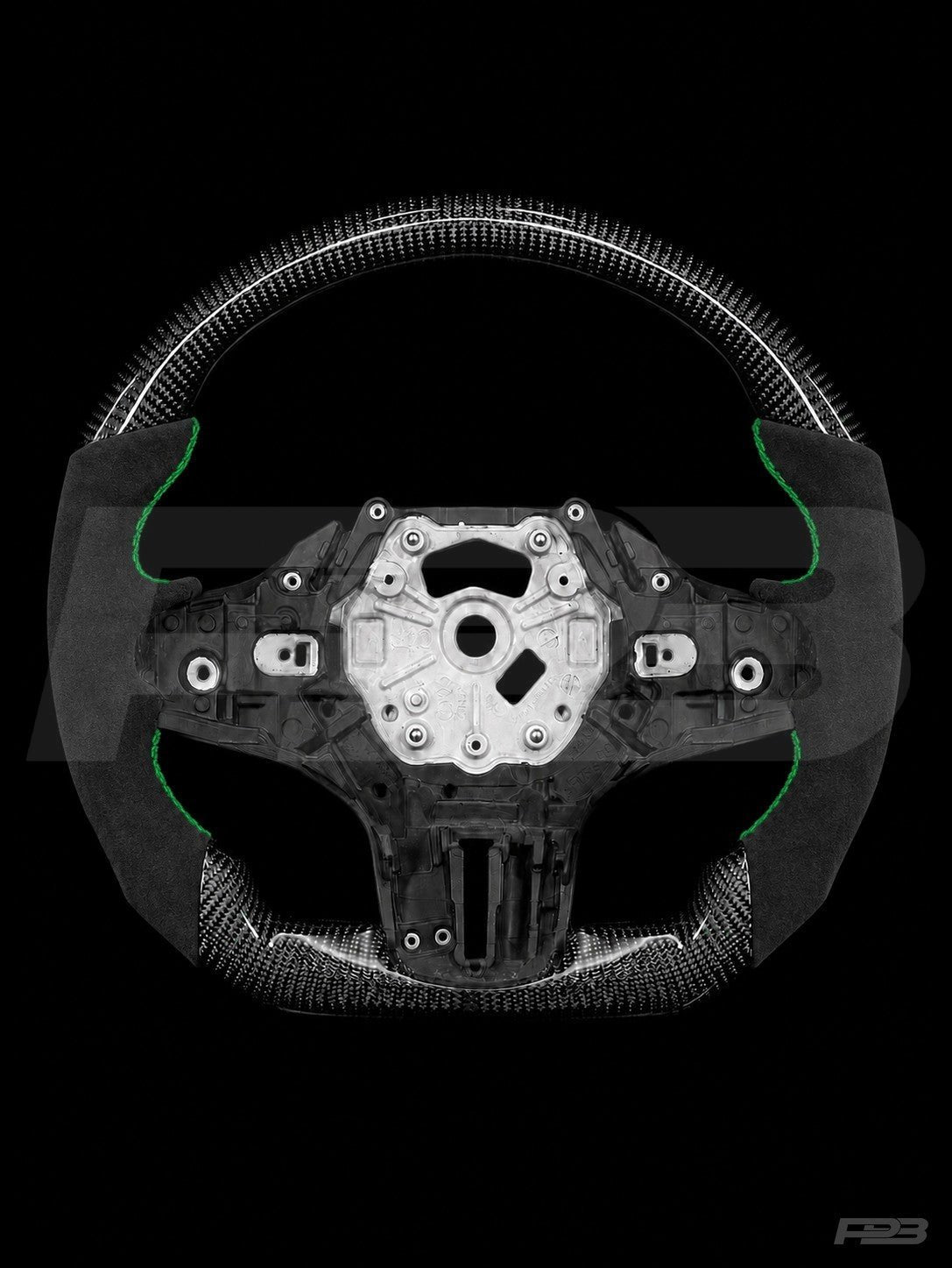 PBAW BMW M4 G82 Carbon Alcantara steering wheel — Exposed Green stitching