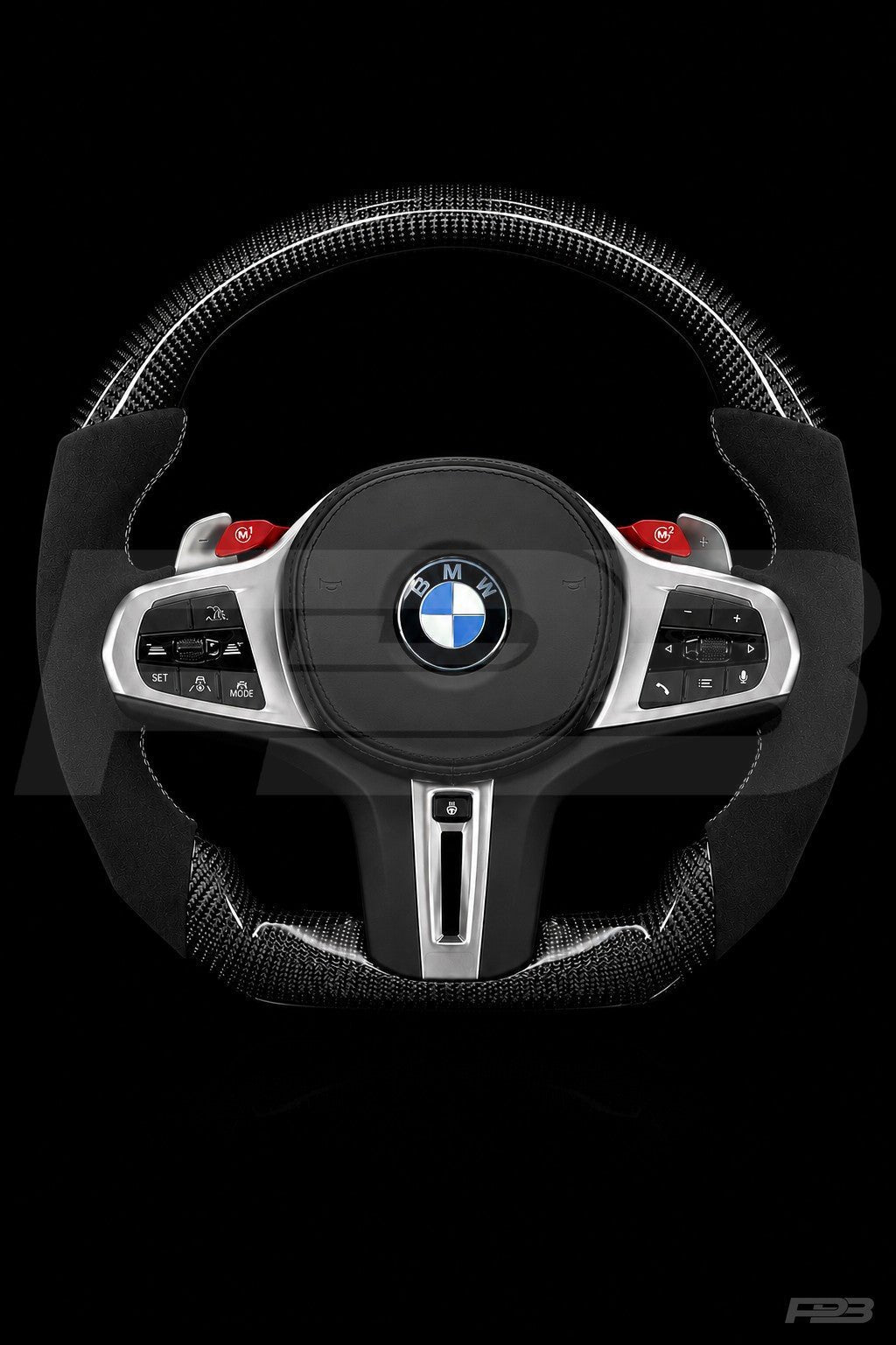 PBAW BMW M4 G82 Carbon Alcantara steering wheel — Complete Grey stitching