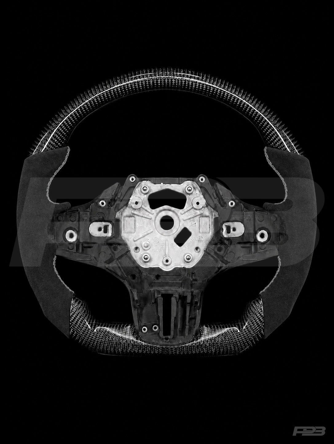 PBAW BMW M3 G80 Carbon Alcantara steering wheel — Exposed Grey stitching