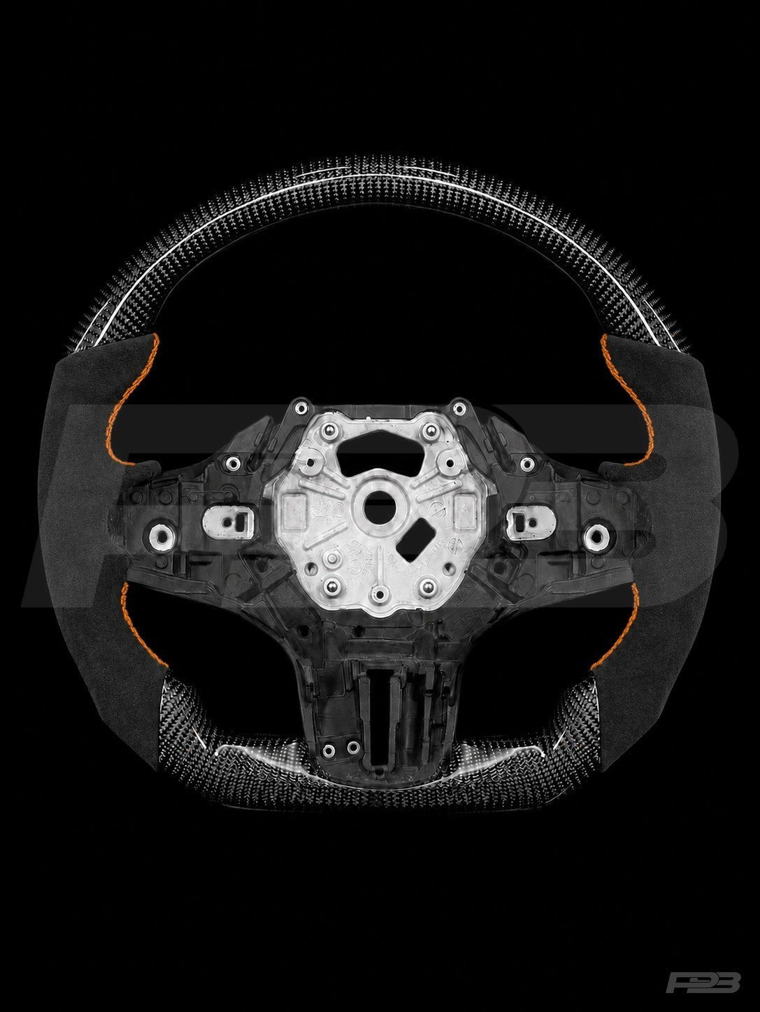 PBAW BMW M4 G82 Carbon Alcantara steering wheel — Exposed Orange stitching