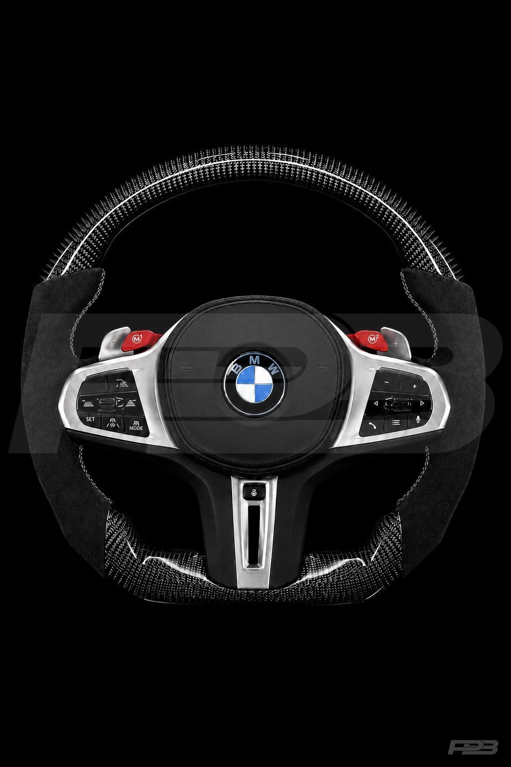 PBAW BMW M4 G82 Carbon Alcantara steering wheel — Complete White stitching