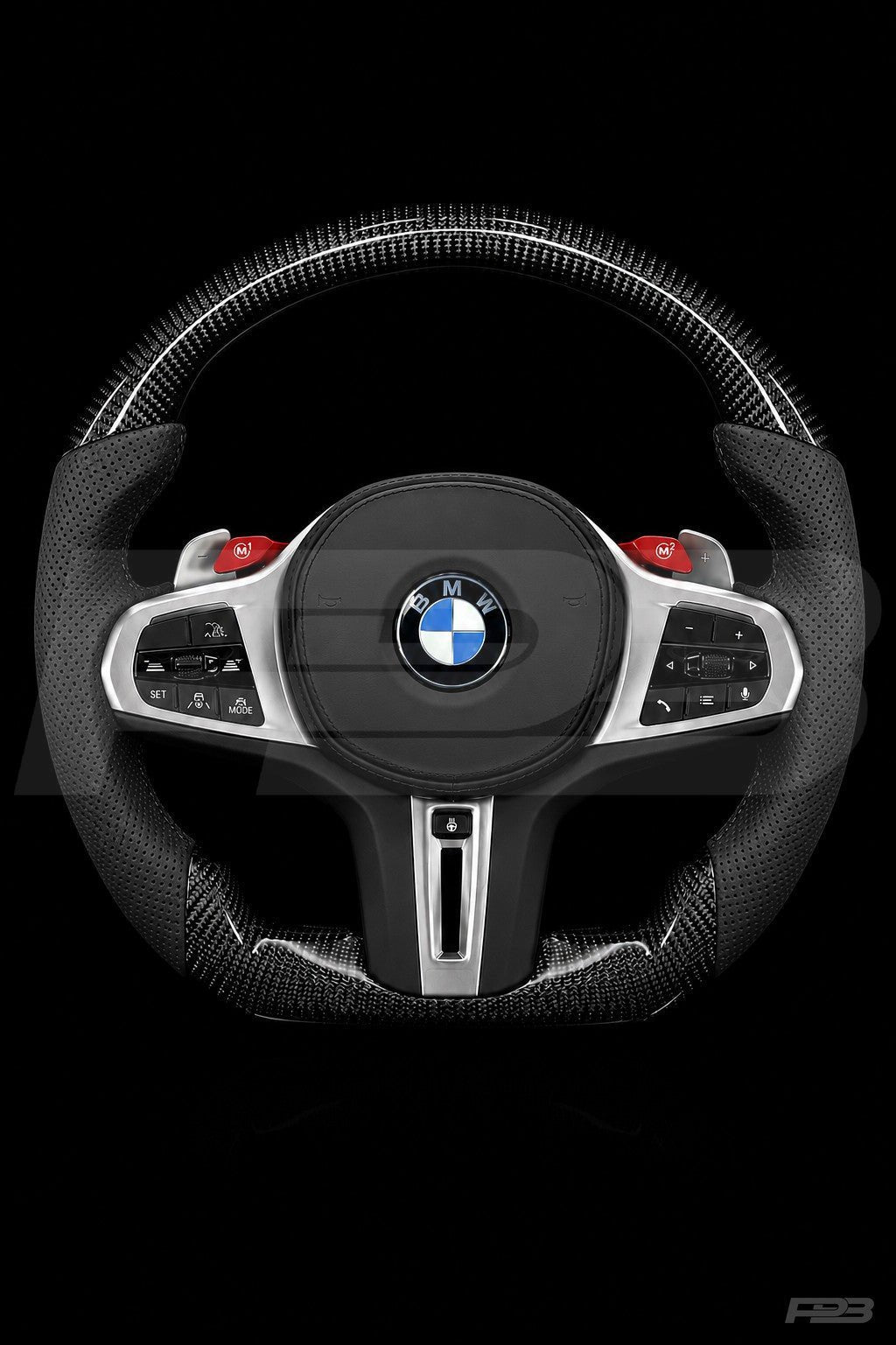 PBAW BMW M4 G82 Carbon Perforated steering wheel — Complete Black stitching
