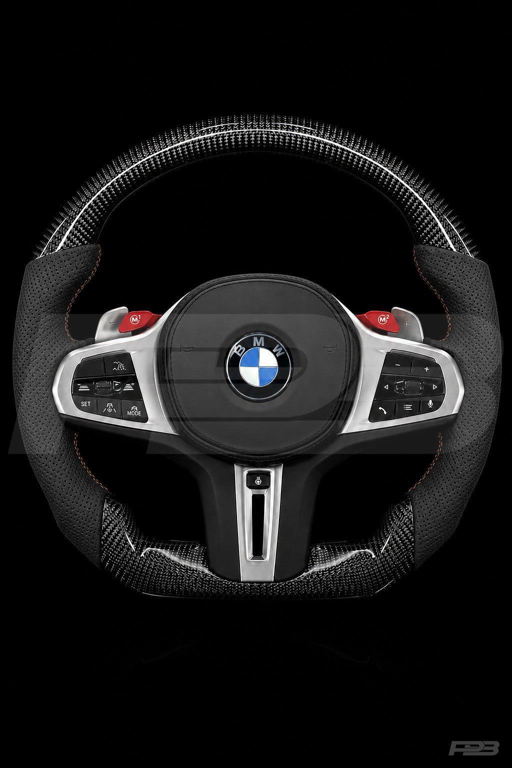 PBAW BMW M4 G82 Carbon Perforated steering wheel — Complete Brown stitching