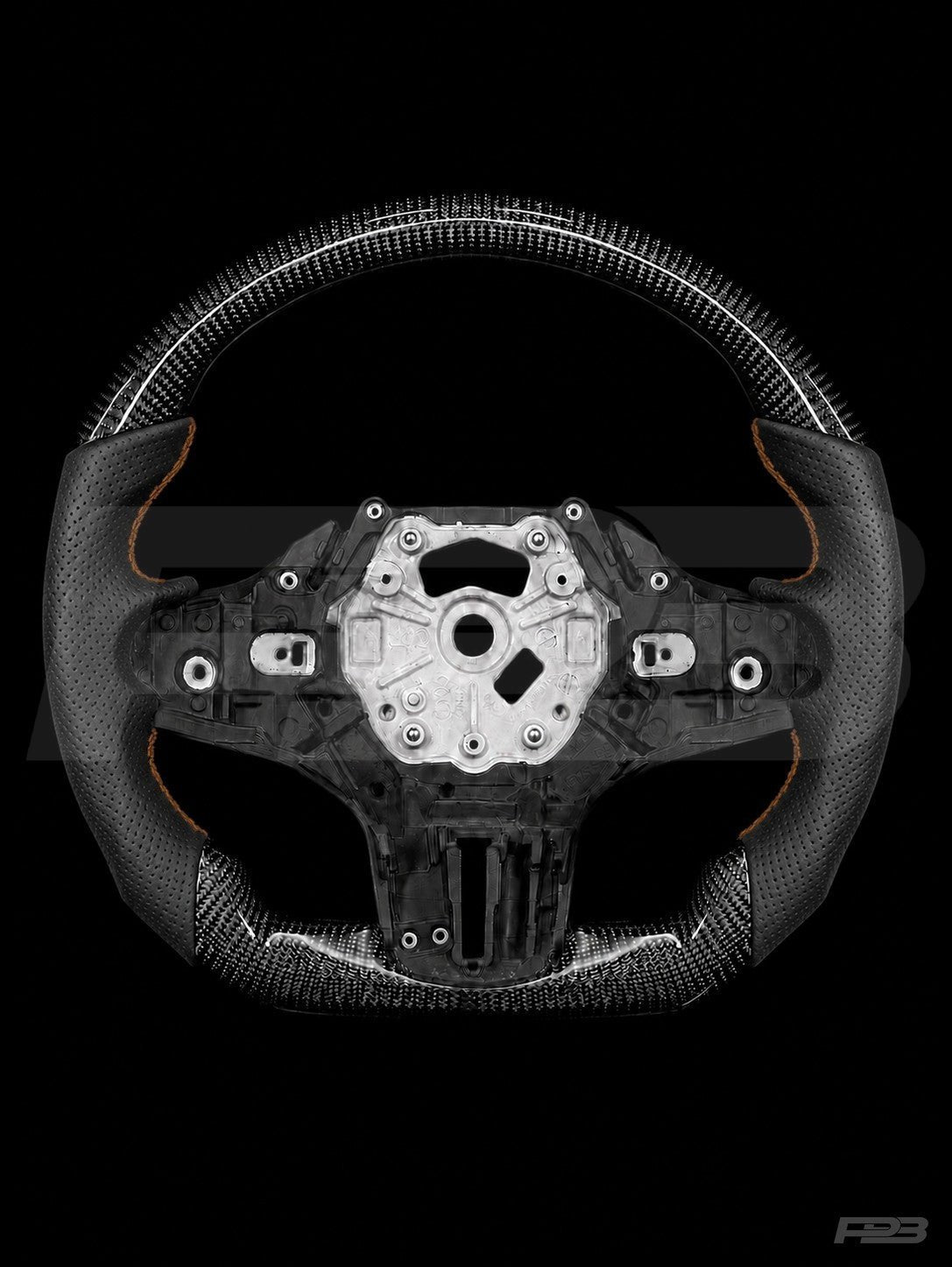 PBAW BMW M3 G80 Carbon Perforated steering wheel — Exposed Brown stitching