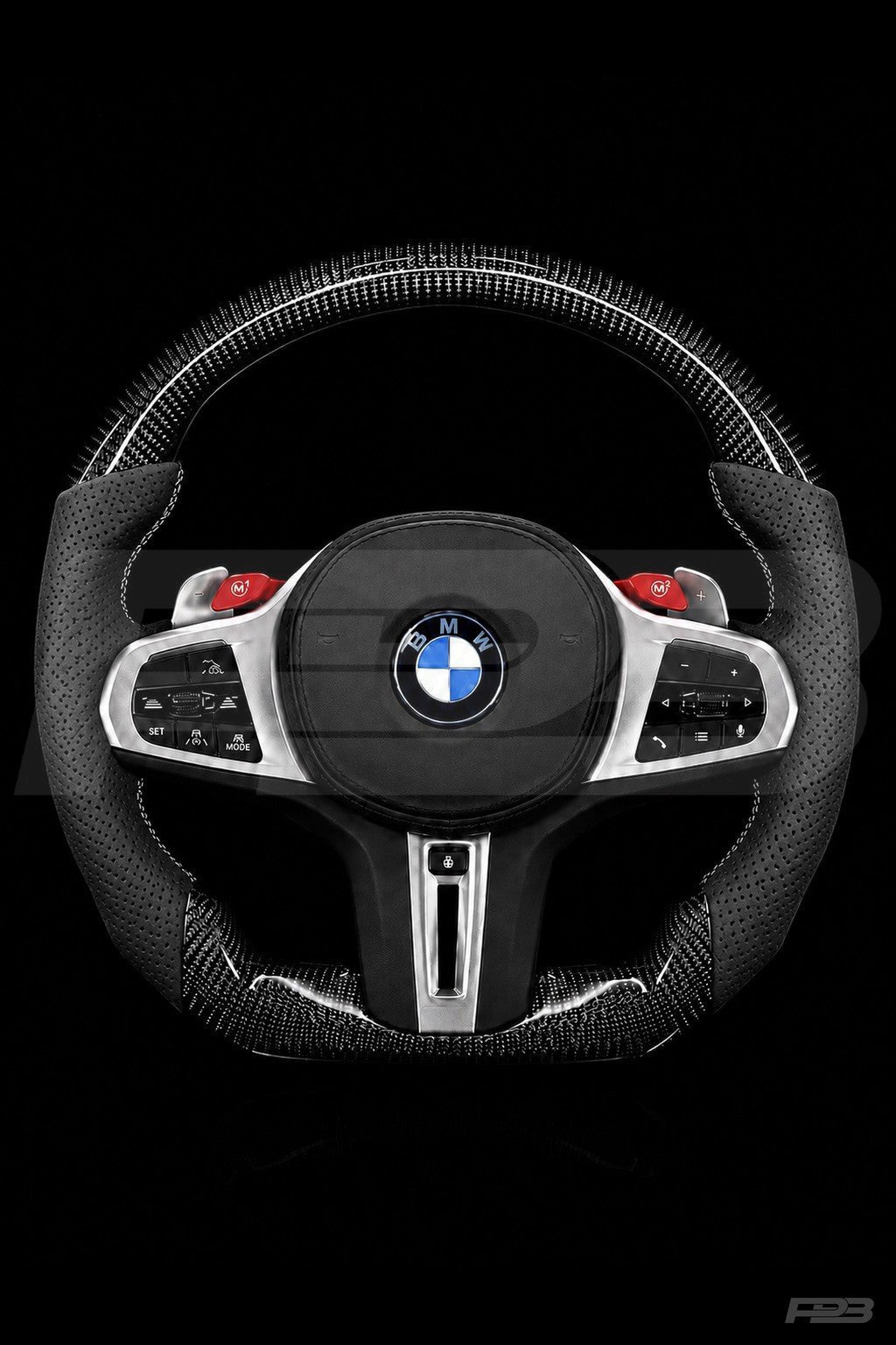 PBAW BMW M4 G82 Carbon Perforated steering wheel — Complete Grey stitching