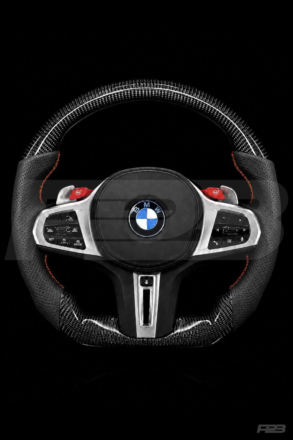 PBAW BMW M4 G82 Carbon Perforated steering wheel — Complete Orange stitching