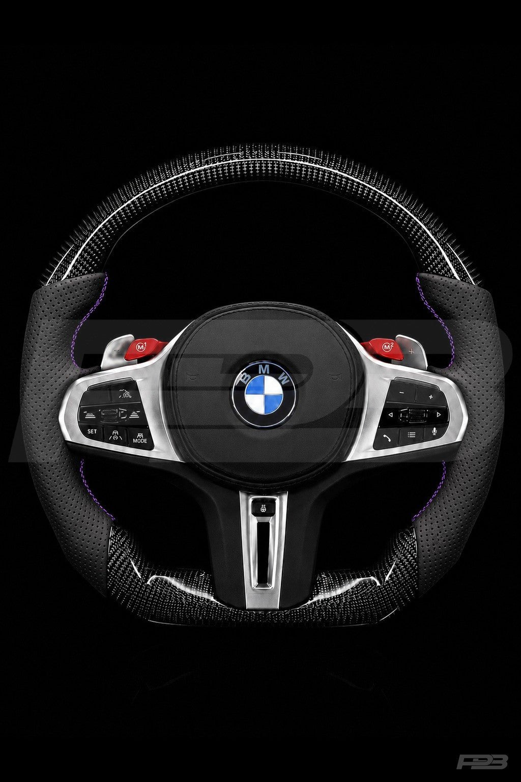 PBAW BMW M4 G82 Carbon Perforated steering wheel — Complete Purple stitching