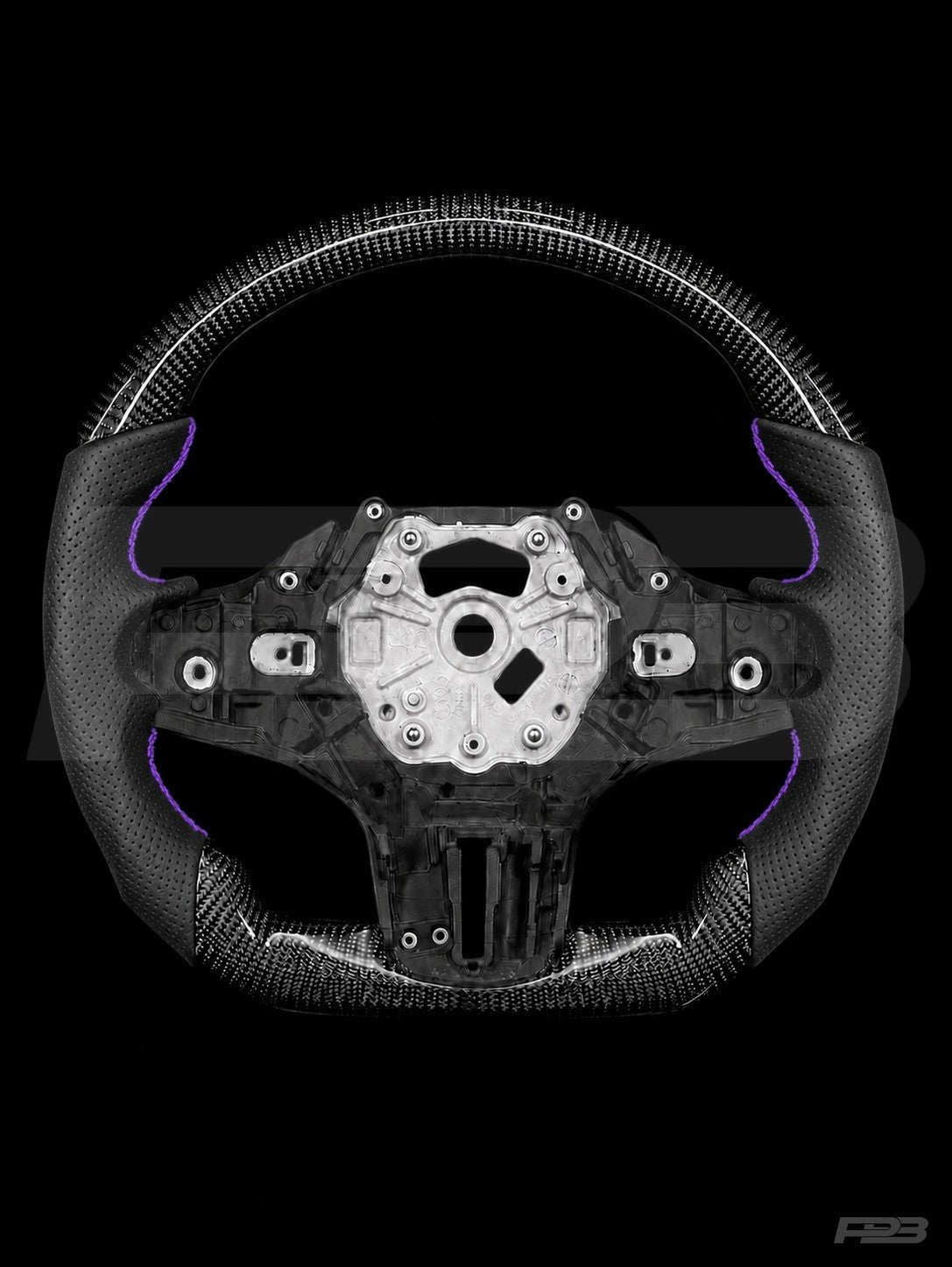 PBAW BMW M4 G82 Carbon Perforated steering wheel — Exposed Purple stitching