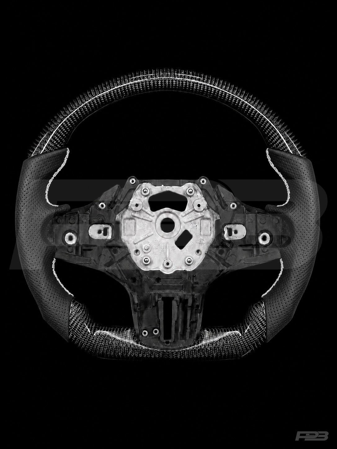 PBAW BMW M4 G82 Carbon Perforated steering wheel — Exposed White stitching